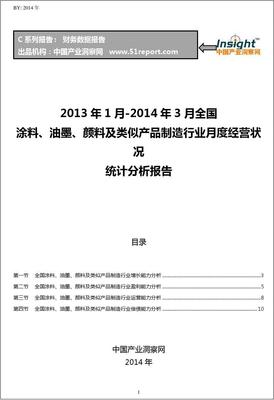 2013-2014年3月全国涂料、油墨、颜料及类似产品制造行业经营状况月报